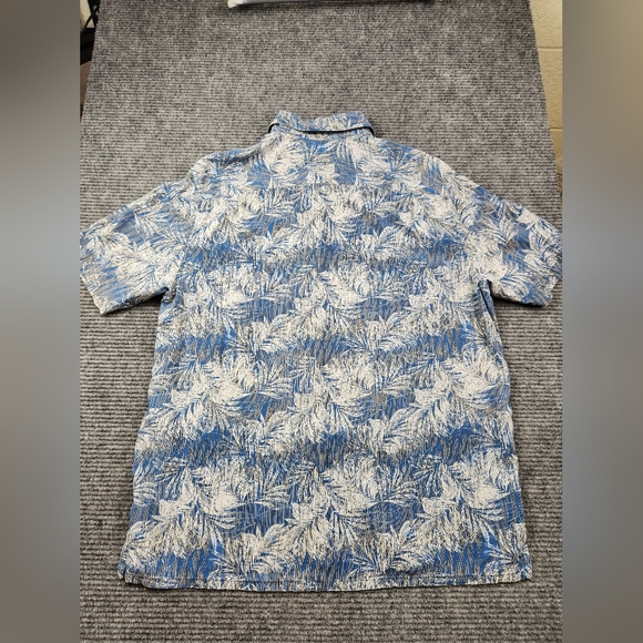 Axis LA 100% Silk Large Button Down Short Sleeve Shirt Blue Resort Wear Leisure - Picture 7 of 9